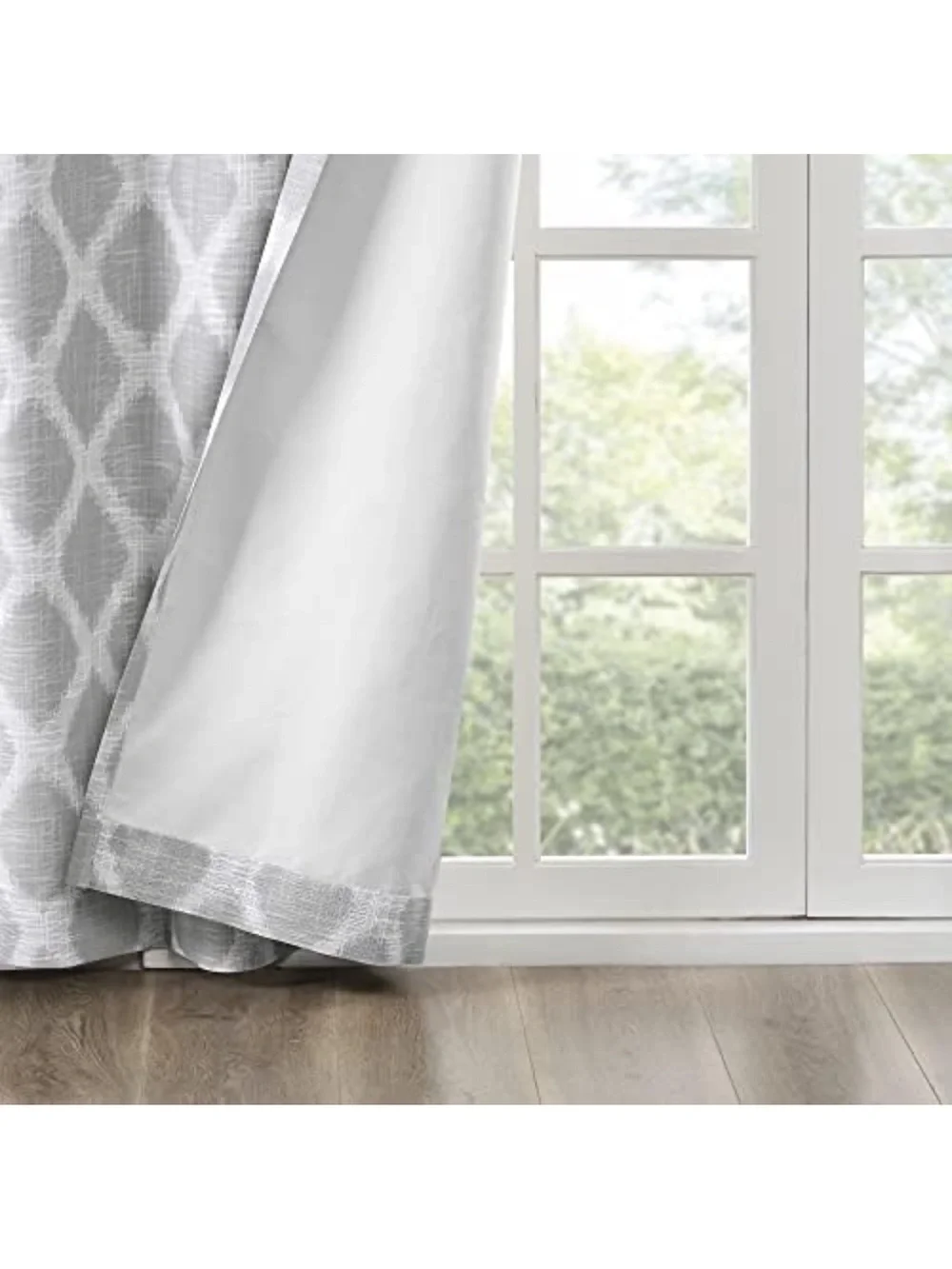 Elegant Gray Geometric Grommet Blackout Curtain Panel 100” W x 84” L
